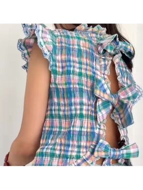 Sezane LIORANE BLOUSE in CAREO PRINT Multicolor Ruffled Women's Top